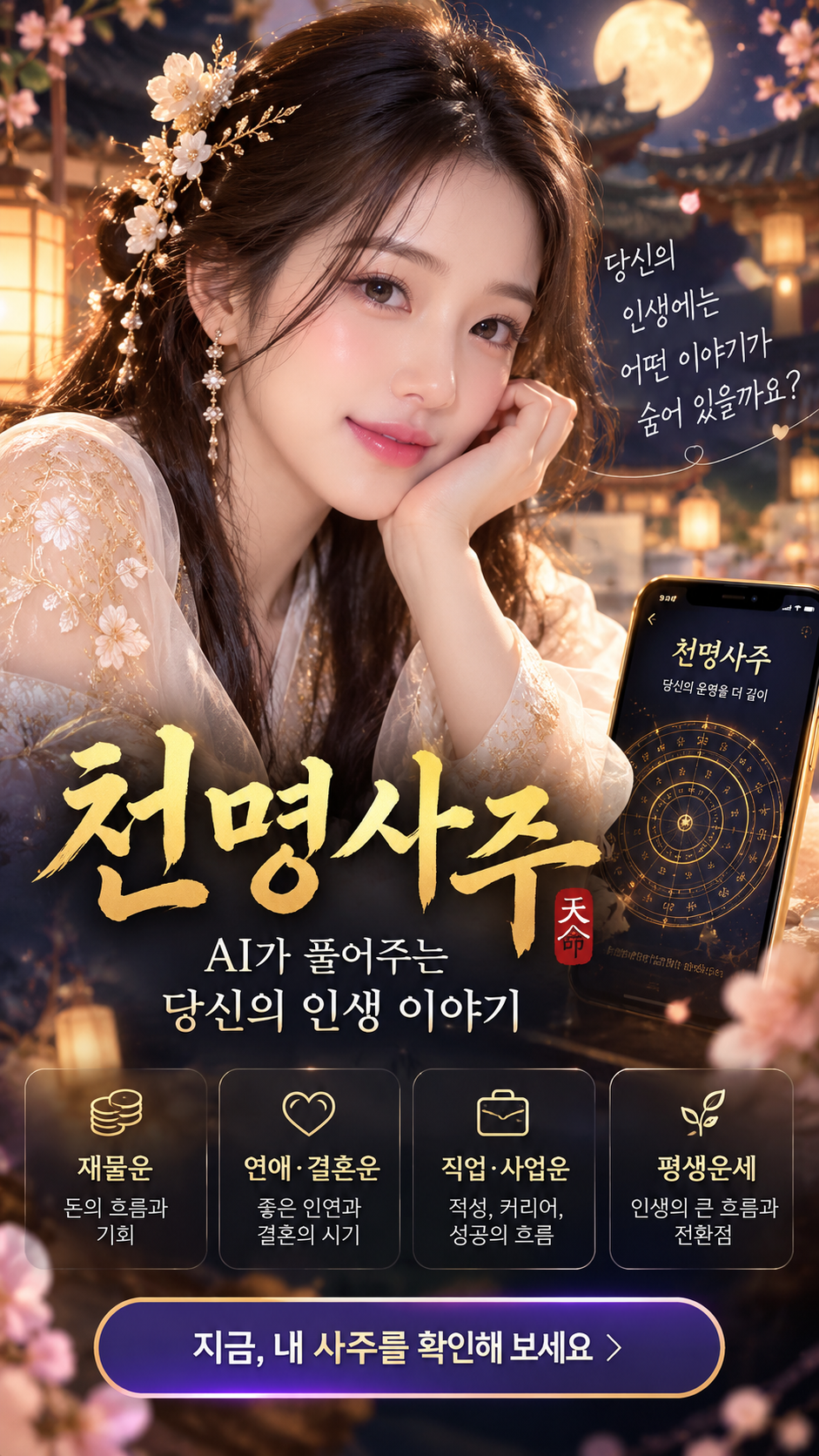 천명사주 광고 이미지